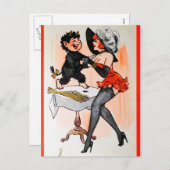 Temptressのヴィンテージのクリスマスの幸せなKrampus シーズンポストカード (正面/裏面)