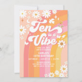 TENはバイブ ブライト ピンク 10歳のグルービー バースデー 招待状 (正面)