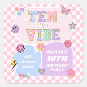 TenはVibe名門私立校風の Patch 10th誕生日パーティー スクエアシール