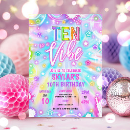 TenはVibe Neon Glow 10th Birthdayパーティー 招待状