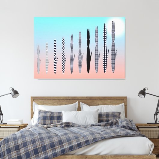 Ten Cat's Geometric Pattern  キャンバスプリント (インサイチュ (寝室))