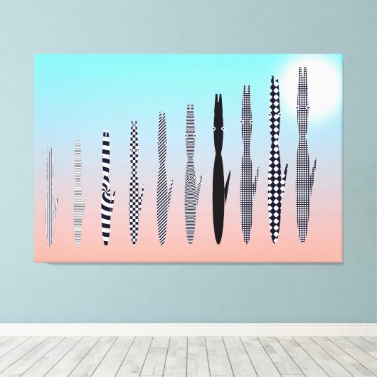 Ten Cat's Geometric Pattern  キャンバスプリント (インサイチュ (ウッドフロア))