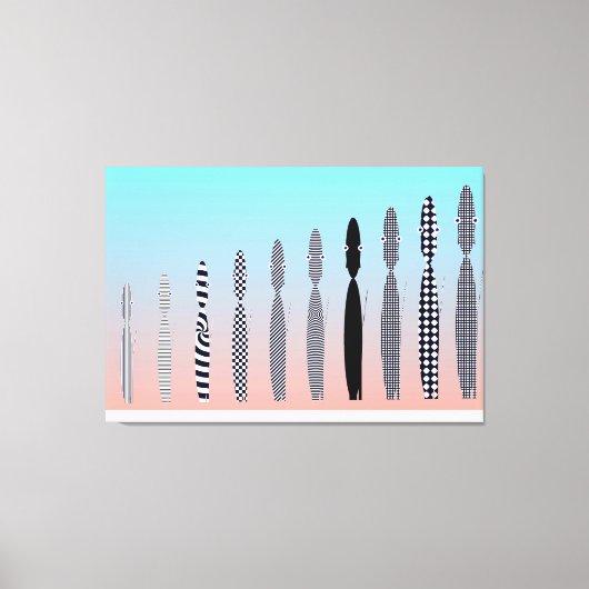 Ten Cat's Geometric Pattern Design  キャンバスプリント (正面)