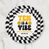 Ten Is A Vibe Retro Tenth 10th Birthday Party フェイバータグ (裏面)