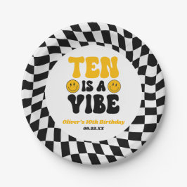 Ten Is A Vibe Retro Tenth 10th Birthday Party ペーパープレート