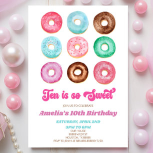 Ten Is So Sweet ドーナツ 10歳の誕生日パーティー 招待状