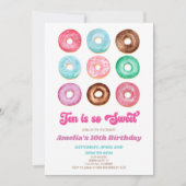 Ten Is So Sweet ドーナツ 10歳の誕生日パーティー 招待状 (正面)