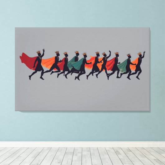 Ten Lords A Leaping Cut-Out Stencil-Style 2 キャンバスプリント (インサイチュ (ウッドフロア))