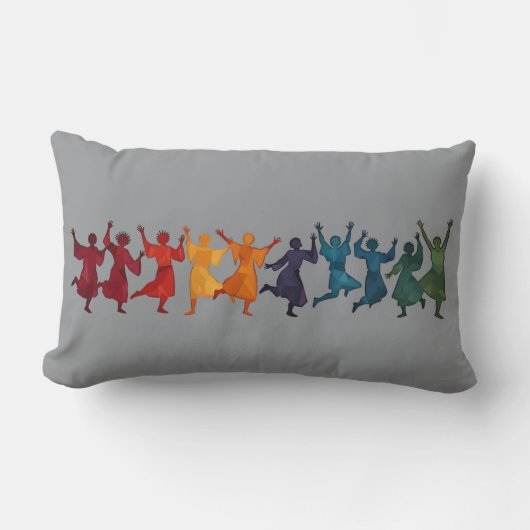 Ten Lords A Leaping Cut-Out Stencil-Style 4 ランバークッション (正面)