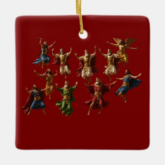 Ten Lords Leaping The Ten Commandments Vector  セラミックオーナメント (正面)