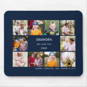 Ten Photo Collage Grandpa We Love You Navy マウスパッド