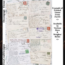 Ten Vintage Handwritten Postcards ES1 Decoupage 薄葉紙