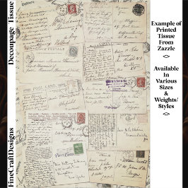 Ten Vintage Handwritten Postcards ES1F Decoupage 薄葉紙