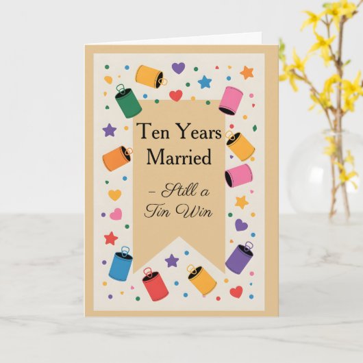 Ten Years of Tin & Win Fun Anniversary カード (黄色い花)