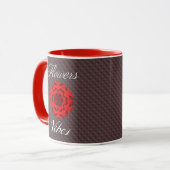Tendance floral "flowers vibes" avec fleur rouge マグカップ (正面左)