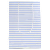 Tender Baby Blue Pale Sky Blue and White Stripe ミディアムペーパーバッグ (裏面)