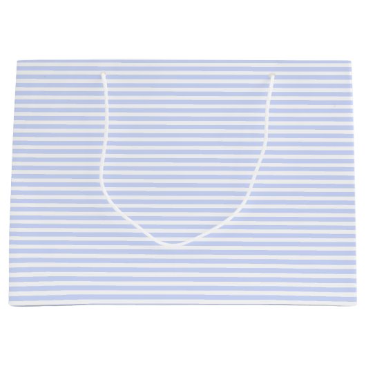 Tender Baby Blue Pale Sky Blue and White Stripe ラージペーパーバッグ (正面)