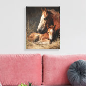 Tender Chestnut Mare and Foal Painting キャンバスプリント (インサイチュ (リビング))