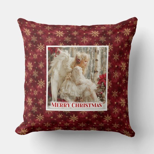 Tender Red and Gold Victorian Angel Christmas  クッション (正面)