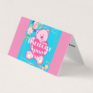 Tendercare Nannyサービスブルーとピンクテディベア 名刺