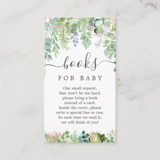 Tendres Feuilles Livre Demande Carte Baby Shower エンクロージャーカード (正面)