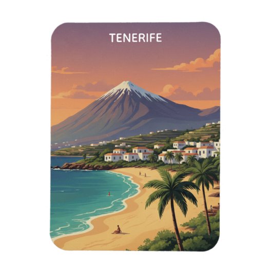 Tenerife Mount Teide Canary Island Retro Travel マグネット (縦)