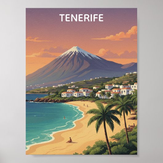 Tenerife Mount Teide Canary Island Vintage Travel ポスター (正面)