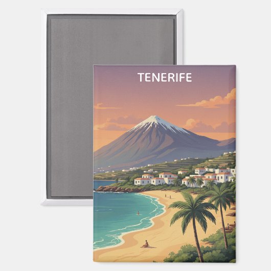 Tenerife Mount Teide Canary Island Vintage Travel マグネット (正面/裏面)