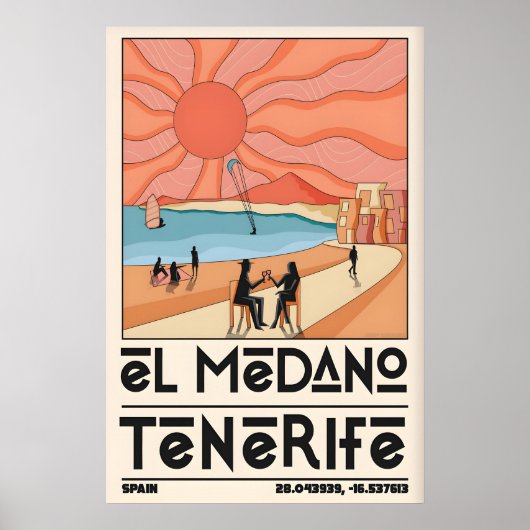 Tenerife Travel Poster El Medano Beach, Oversized ポスター (正面)
