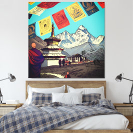 Tengboche Monastery Everest View Artwork キャンバスプリント