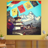 Tengboche Monastery Everest View Artwork キャンバスプリント (インサイチュ (リビング))