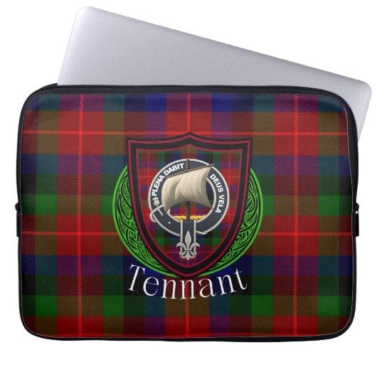 Tennant Scottish Clan Tartan and Crest ラップトップスリーブ (正面)