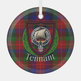 Tennant Scottish Clan Tartan & Crest ガラスオーナメント