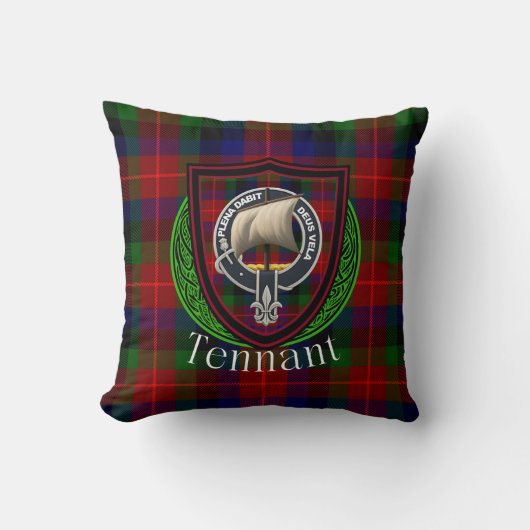 Tennant Scottish Clan Tartan & Crest クッション (正面)
