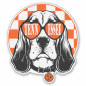 Tennessee Hound Orange White Rocky Top TN Dog シール (正面)