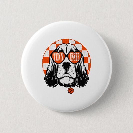 Tennessee Hound Orange White Rocky Top TN Dog 缶バッジ (正面)