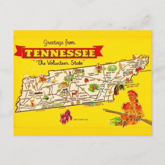  Tennessee Map Postcard ポストカード (正面)