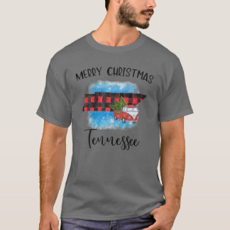Tennessee Merry Christmas Truck Buffalo Plaid Xmas Tシャツ