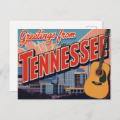 Tennessee Nashville Guitar Skyline ポストカード (正面/裏面)