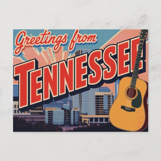 Tennessee Nashville Guitar Skyline ポストカード (正面)
