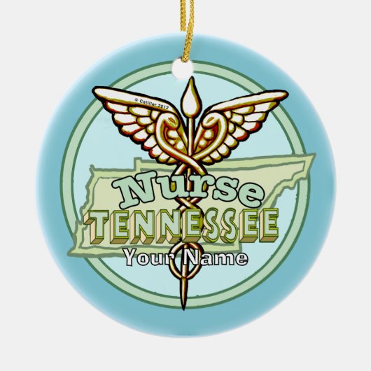 Tennessee Nurse Caduceus セラミックオーナメント (正面)