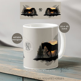 Tennessee Walking Horse Sunset Silhouette Monogram コーヒーマグカップ