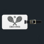 Tennisテーマモノグラムの名 ラゲッジタグ<br><div class="desc">テニ独身のス選手とダブルスチームは、このテニスをテーマにしたデザインが大好きです。2枚のラケモダンットとボールを備えたロゴアイコンスタイルデザイン。名前を追加して、カスタマイズデザインを作成します。テニスのラベルバッグ、リュックパック、または他のギアに最適な識別バッグ。</div>