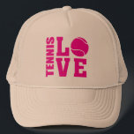 Tennis キャップ<br><div class="desc">This tennis players hat makes a fabulous gift that tennis players will love! Pink LOVE - TENNIS design. Order yours today!</div>