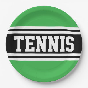 TENNIS ファン ボールド柄 明るい緑 黒 レース ストライプ ペーパープレート
