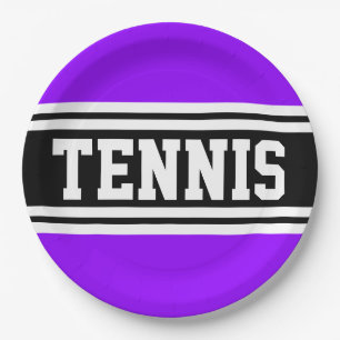 TENNIS ファン ボールド 明るいパープル ブラック レーシング ストライプ ペーパープレート