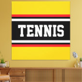 TENNIS 太字の明るい黄色 赤 黒 白のストライプ キャンバスプリント (インサイチュ (リビング))