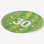 Tennis 30th Birthday Balls on the court  ペーパープレート (アングル)