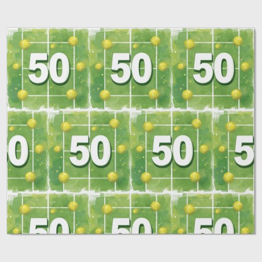Tennis 50th Birthday with balls on the court ラッピングペーパー (フラット)