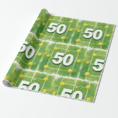 Tennis 50th Birthday with balls on the court ラッピングペーパー (アンロールド)